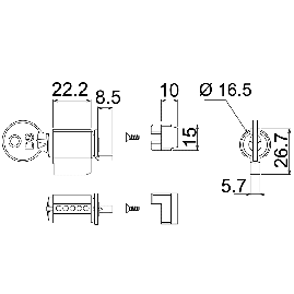 BARILLET POUR FERMETURE ENCASTREE LA CROISEE DS - 35 à 39 Pour prof. mm 35 à 39