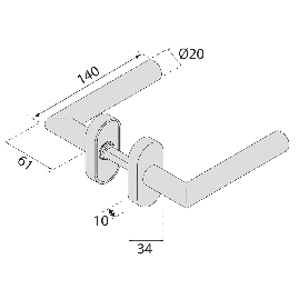 POIGNEE DOUBLE INOX SUR ROSACE OVALE EST ZG 21 NORMBAU